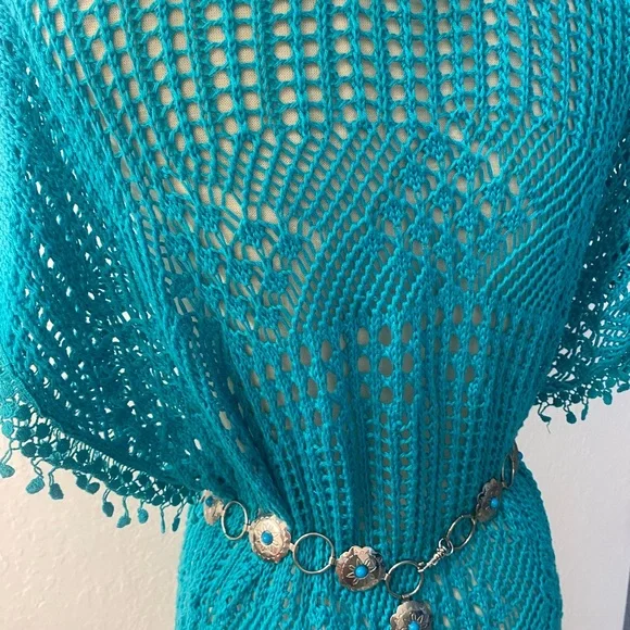 Teal Crochet Swim Cover-Up Size Medium - Picture 9 of 9